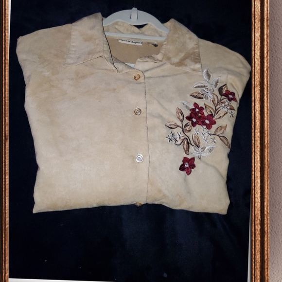 Suede Fashion classics button-up floral stitching - Picture 4 of 12